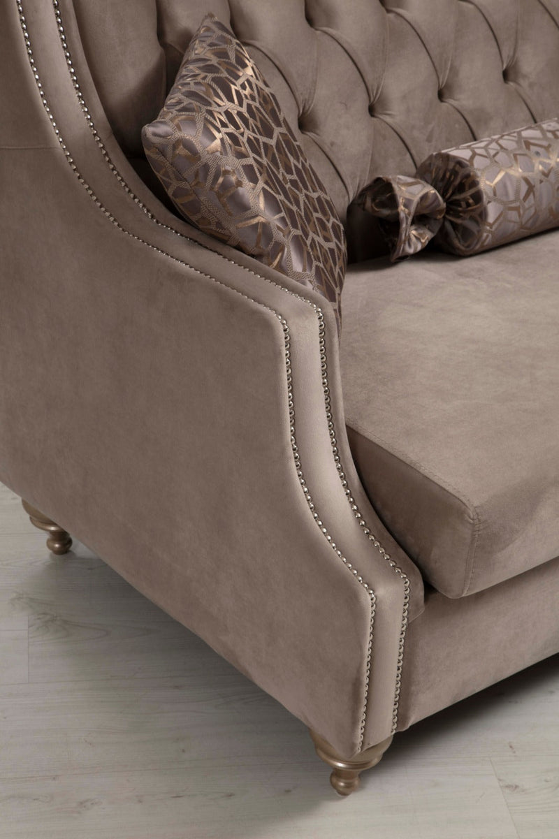 Zeus Beige Velvet Sofa & Loveseat